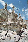 Ladakh - Lamayuru gompa, chortens and mani walls with graved stones